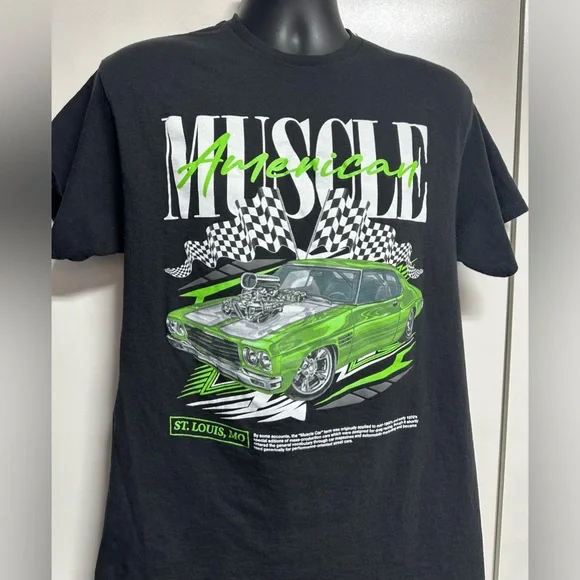 Samegang Black Graphic Muscle Car T-Shirt - Picture 2 of 4